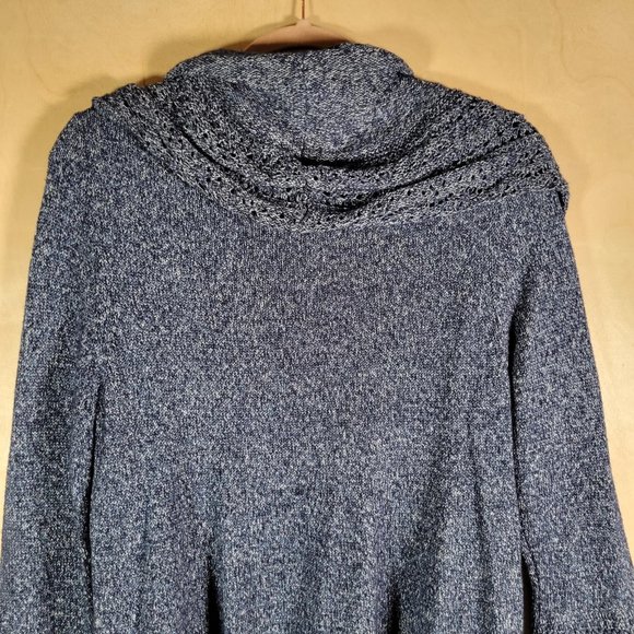 Charter Club Blue Multi Knit Open Cardigan Wide Collar Sweater Women Size M - Picture 8 of 10